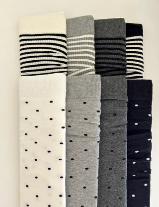 Daily women's ribbed pattern fashion mid-calf socks