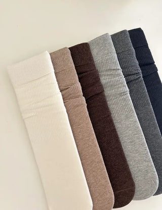 Daily women's ribbed pattern fashion mid-calf socks