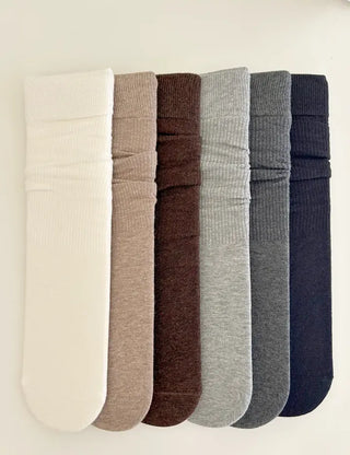 Daily women's ribbed pattern fashion mid-calf socks