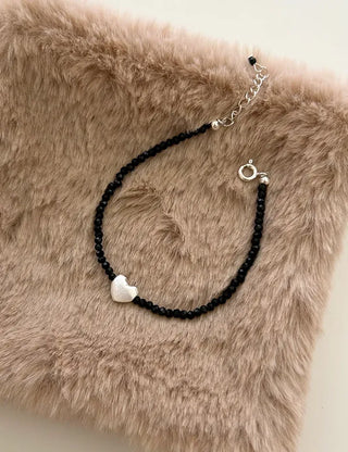 Silver 925 Heart Spinel Silver Bracelet Gemstone Beads