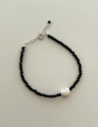 Silver 925 Heart Spinel Silver Bracelet Gemstone Beads