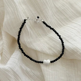 Silver 925 Heart Spinel Silver Bracelet Gemstone Beads