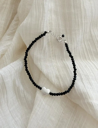 Silver 925 Heart Spinel Silver Bracelet Gemstone Beads