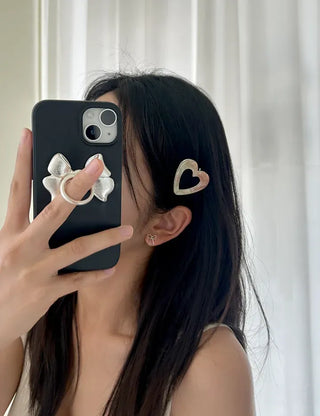 Celluloid heart hairpin marble mini claw clip