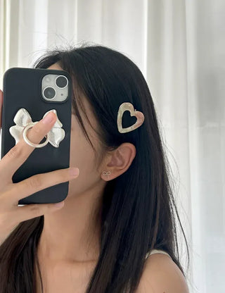 Celluloid heart hairpin marble mini claw clip