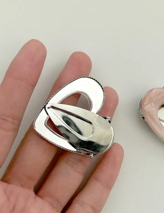 Celluloid heart hairpin marble mini claw clip