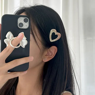 Celluloid heart hairpin marble mini claw clip