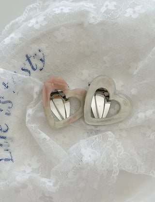 Celluloid heart hairpin marble mini claw clip