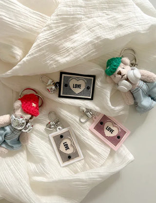 Retro Acrylic Keyring Piece Set: Bag Keyring, Mobile Phone, Car Key Holder