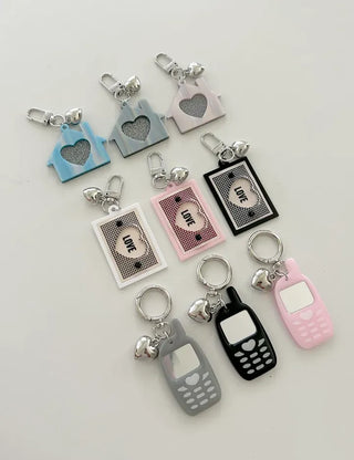 Retro Acrylic Keyring Piece Set: Bag Keyring, Mobile Phone, Car Key Holder
