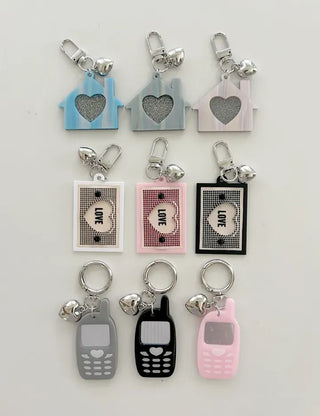 Retro Acrylic Keyring Piece Set: Bag Keyring, Mobile Phone, Car Key Holder