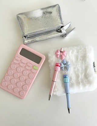 Cowhide Silver Zipper Card Wallet Keyring Mini Pouch