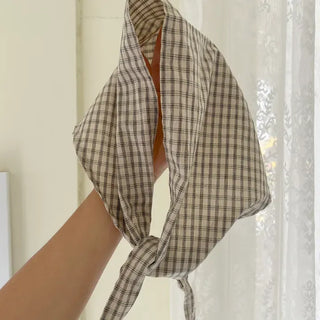 Autumn plaid hair bandana triangle hair scarf