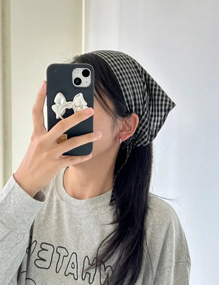 Autumn plaid hair bandana triangle hair scarf