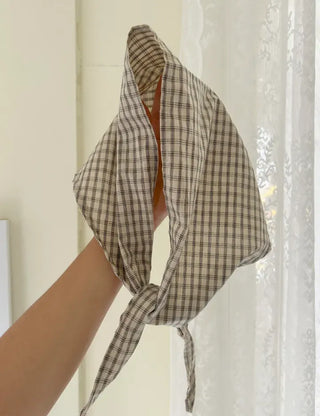 Autumn plaid hair bandana triangle hair scarf