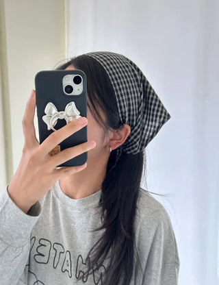 Autumn plaid hair bandana triangle hair scarf