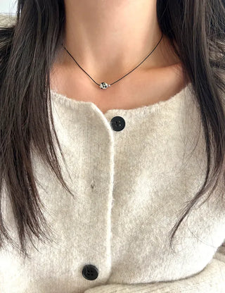 Gemstone cord necklace surgical steel knot cord beads