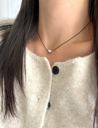 Gemstone cord necklace surgical steel knot cord beads