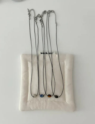 Gemstone cord necklace surgical steel knot cord beads