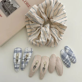 1+1 Set Round Snap Clip Check Mini Bangs Clip