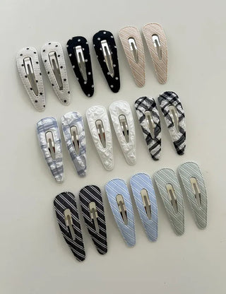 1+1 Set Round Snap Clip Check Mini Bangs Clip