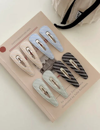 1+1 Set Round Snap Clip Check Mini Bangs Clip