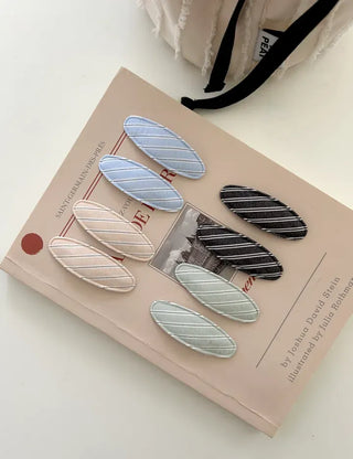 1+1 Set Round Snap Clip Check Mini Bangs Clip