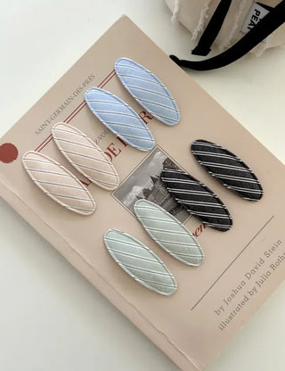 1+1 Set Round Snap Clip Check Mini Bangs Clip