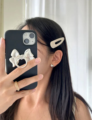 1+1 Set Round Snap Clip Check Mini Bangs Clip