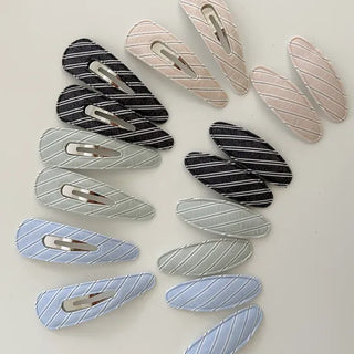1+1 Set Round Snap Clip Check Mini Bangs Clip