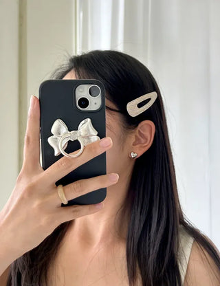 1+1 Set Round Snap Clip Check Mini Bangs Clip