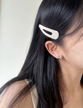 1+1 Set Round Snap Clip Check Mini Bangs Clip