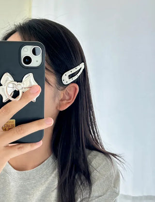 1+1 Set Round Snap Clip Check Mini Bangs Clip