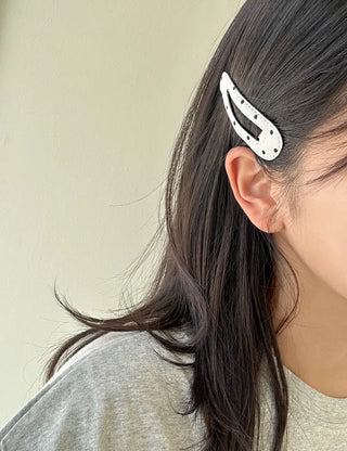 1+1 Set Round Snap Clip Check Mini Bangs Clip