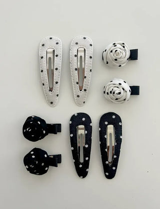 1+1 Set Round Snap Clip Check Mini Bangs Clip