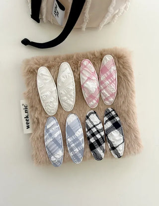 1+1 Set Round Snap Clip Check Mini Bangs Clip