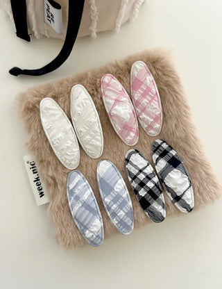 1+1 Set Round Snap Clip Check Mini Bangs Clip