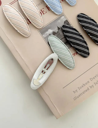 1+1 Set Round Snap Clip Check Mini Bangs Clip