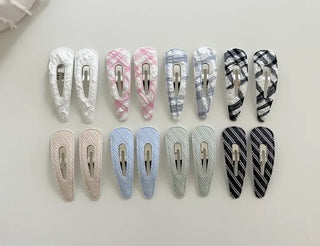 1+1 Set Round Snap Clip Check Mini Bangs Clip
