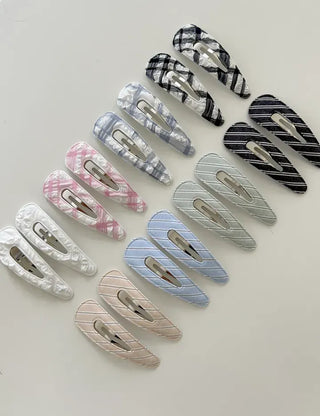 1+1 Set Round Snap Clip Check Mini Bangs Clip