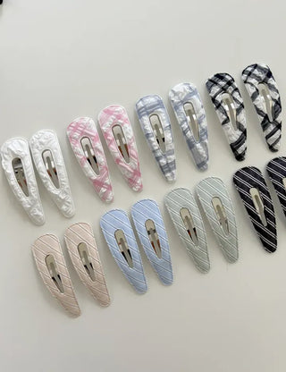 1+1 Set Round Snap Clip Check Mini Bangs Clip