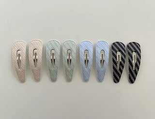 1+1 Set Round Snap Clip Check Mini Bangs Clip