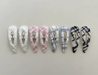 1+1 Set Round Snap Clip Check Mini Bangs Clip