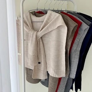 A must-have for transitional seasons: Wool button knit shawl, shoulder shawl, women's autumn cardigan shawl