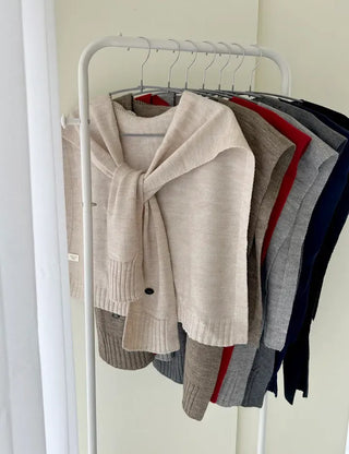 A must-have for transitional seasons: Wool button knit shawl, shoulder shawl, women's autumn cardigan shawl