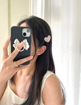 Creamy Heart Hairpin Marble Mini Claw Clip