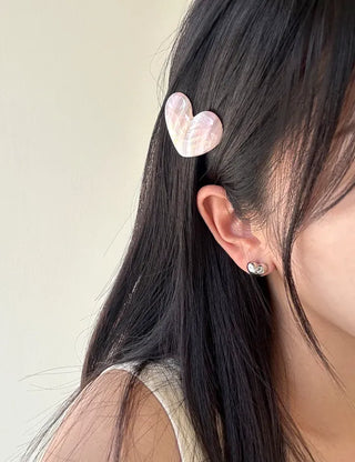 Creamy Heart Hairpin Marble Mini Claw Clip