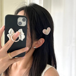 Creamy Heart Hairpin Marble Mini Claw Clip