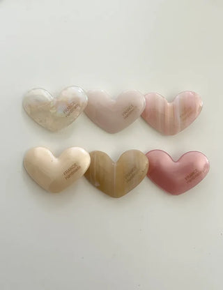 Creamy Heart Hairpin Marble Mini Claw Clip