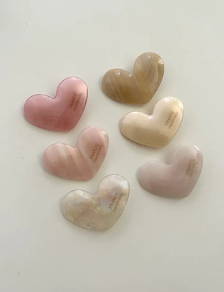 Creamy Heart Hairpin Marble Mini Claw Clip
